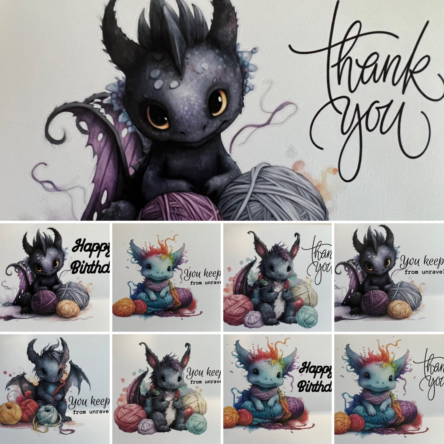 Knitting Notecards - Dragons