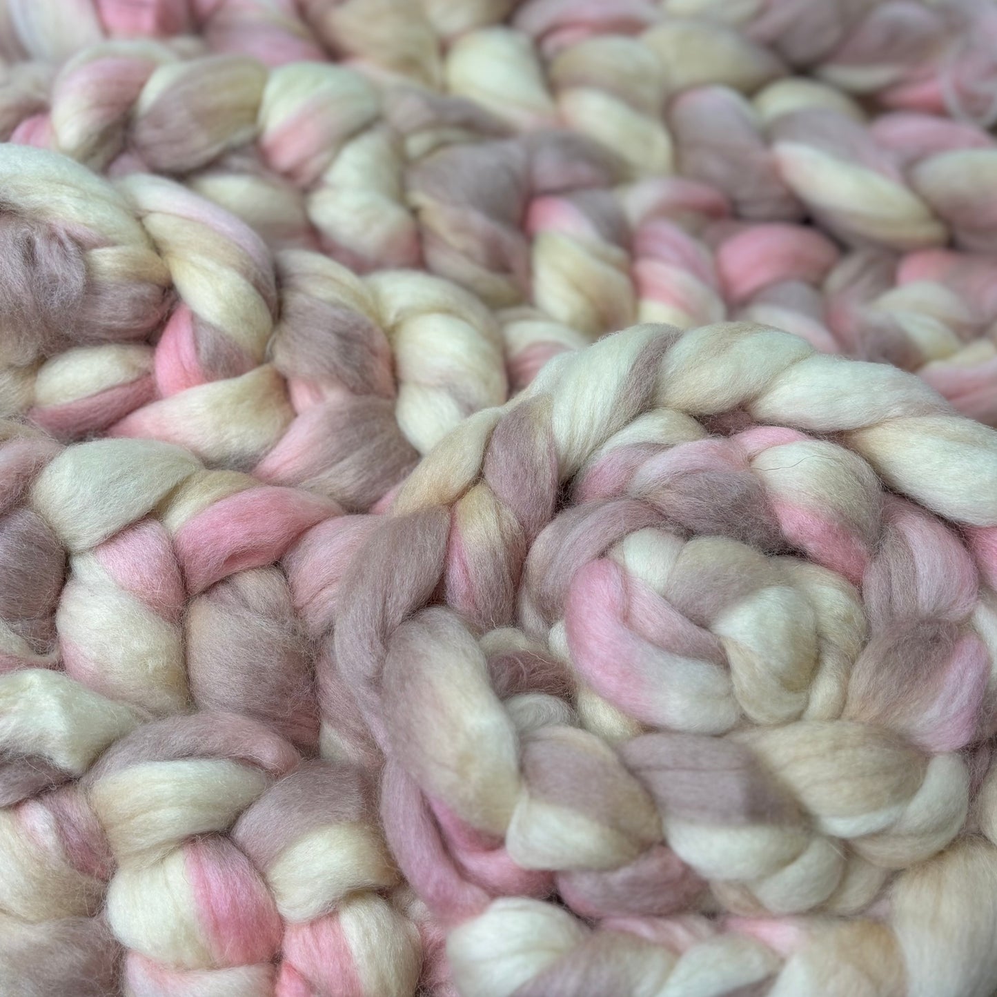 Callisto Wool Top- Pink, Lavender & Cream - Combed Top - Wool Roving for Spinning wool or felting
