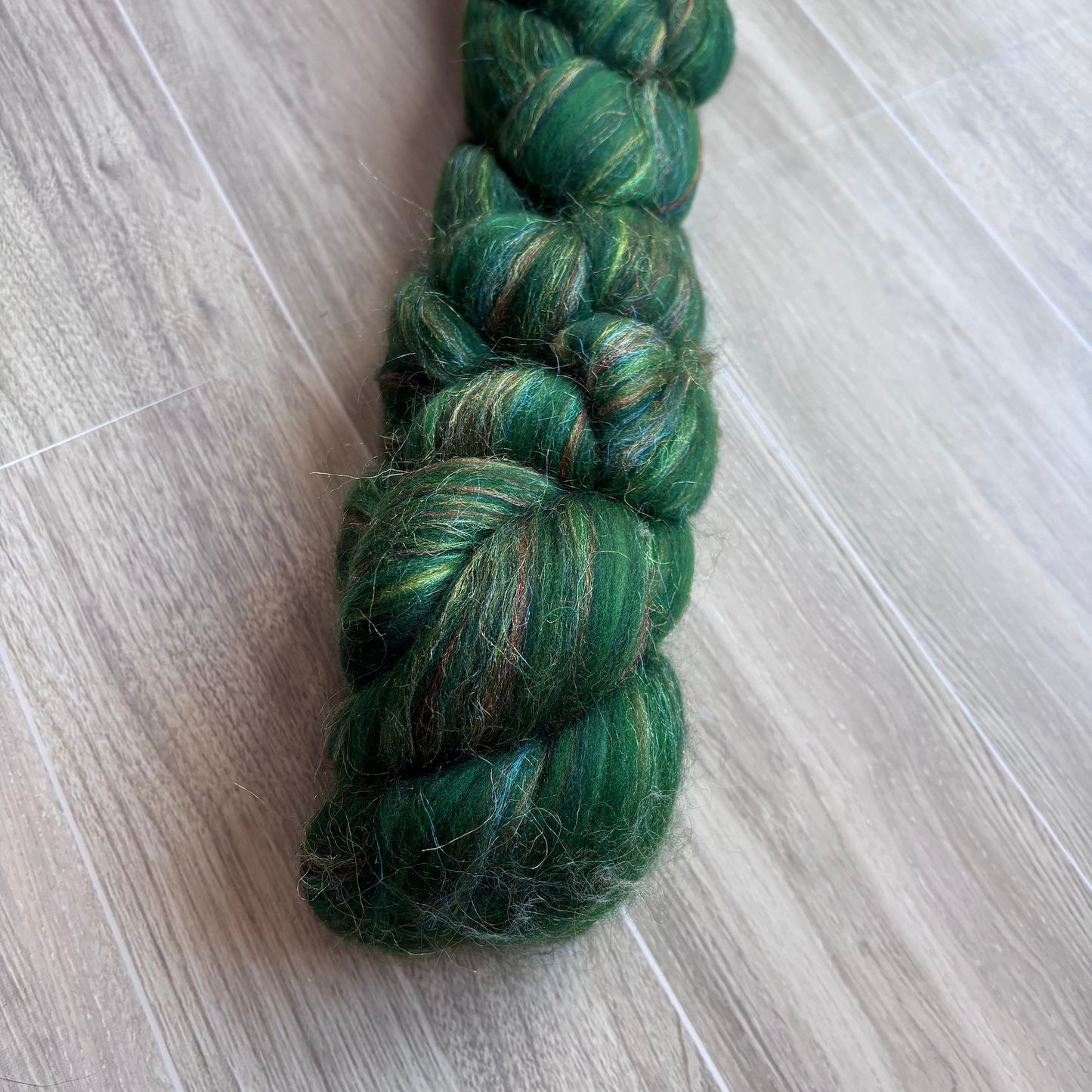 Christmas Tree Merino & Stellina Sparkle Roving Fiber