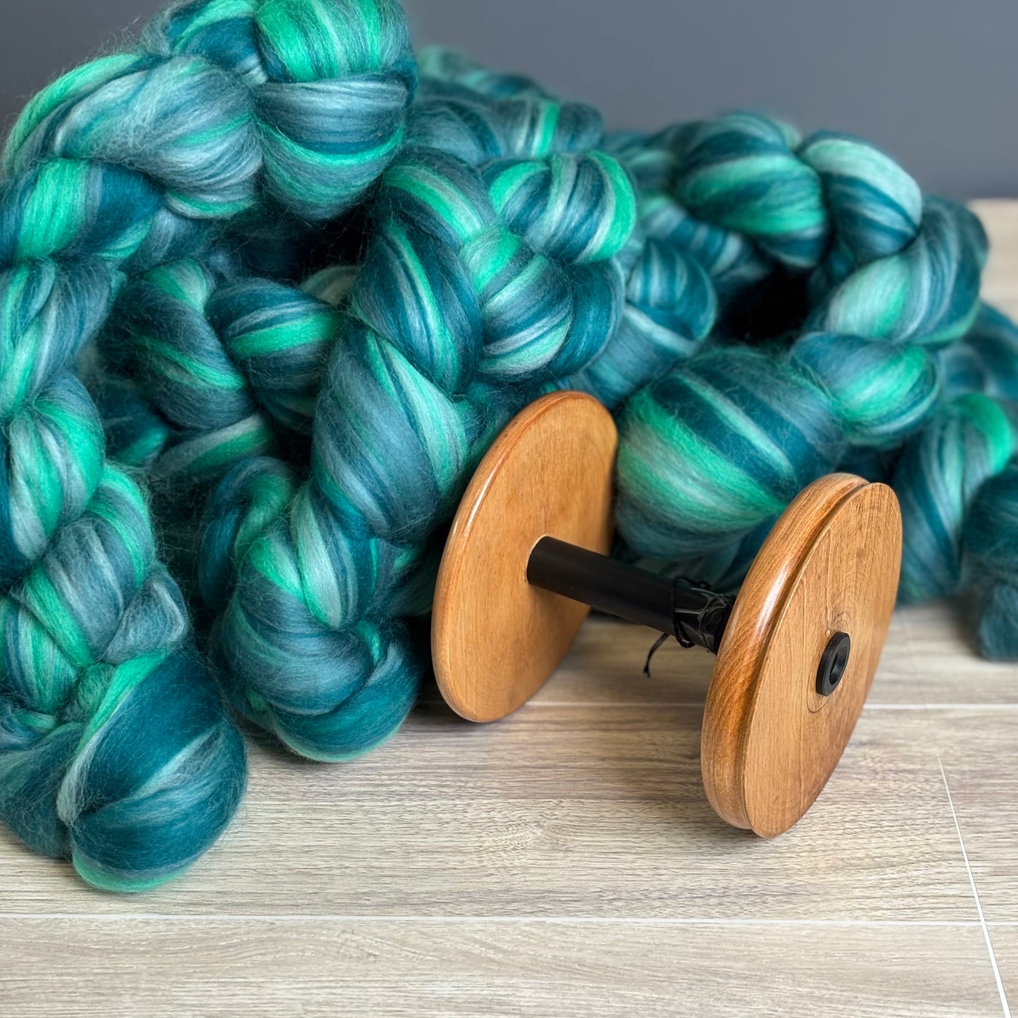 Harmony - Blue & Green Merino Wool - spinning fiber for beginners