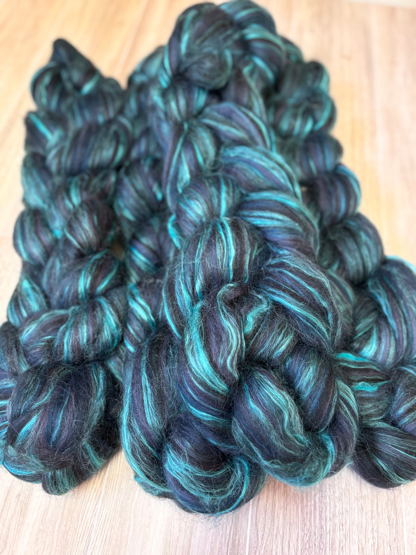 Luminous Lagoon - Merino Wool & Mulberry Silk Roving