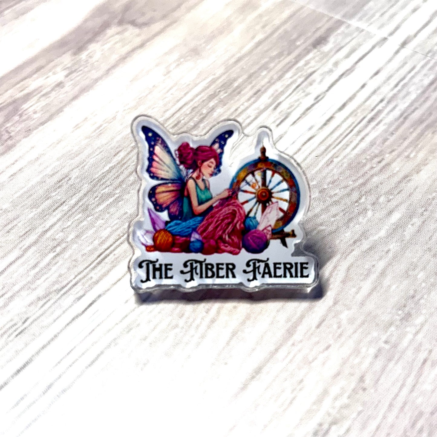 The Fiber Faerie Acrylic Pin