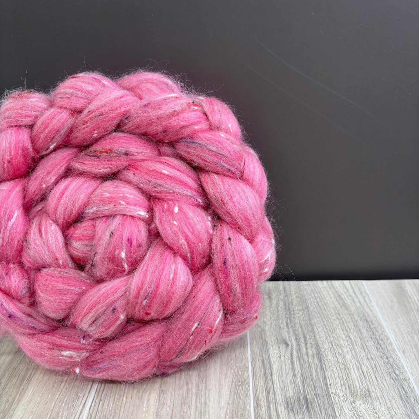 Indulgent Eton Mess - Pink Polwarth Wool & Viscose Blend - Wool Fiber for Spinning