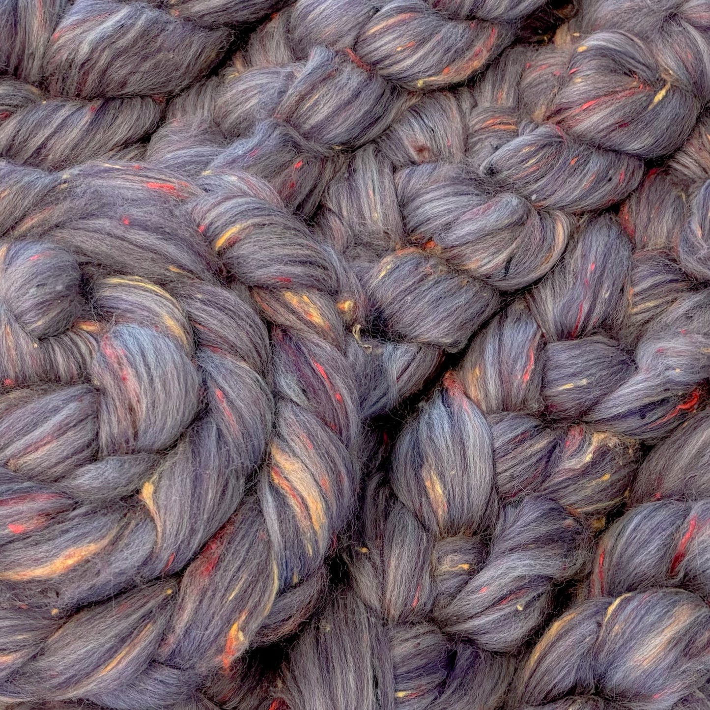 Indulgent Spotted Dick - Purple Polwarth Wool & Viscose - Wool Fiber for Spinning