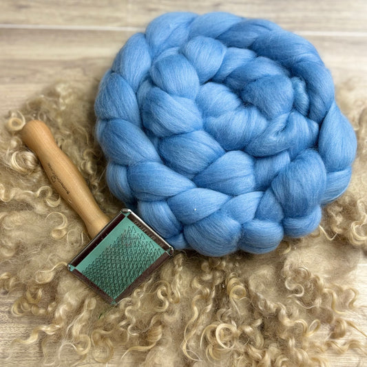 Dream Superfine Merino Wool - Light Blue - spinning fiber for beginners