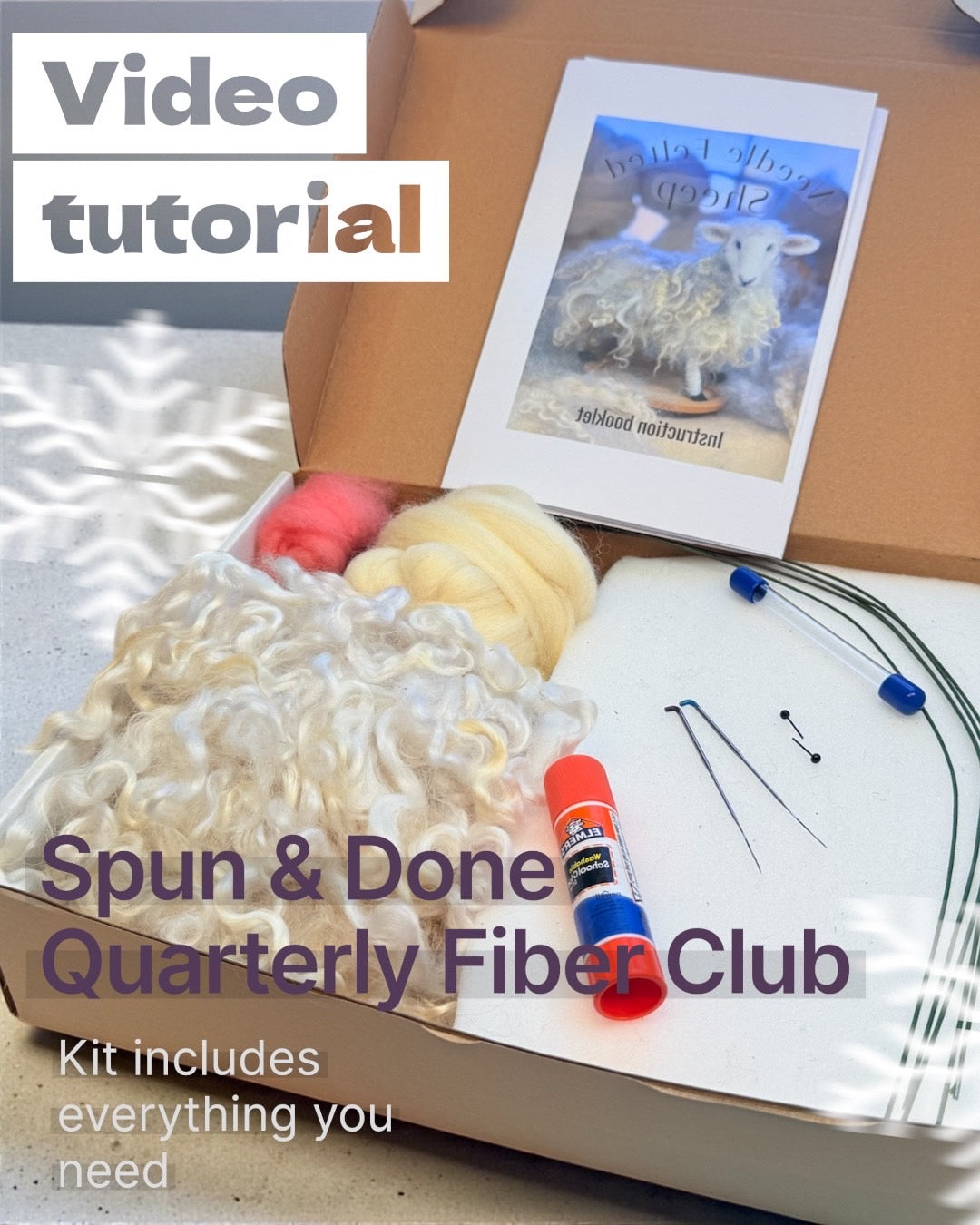 Spun & Done Quarterly Fiber Club - Learn Needle Felting with Adorable Sheep Kit