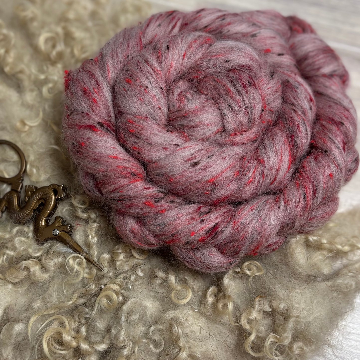 Jam Pot Red Tweed Roving Combed Top Spinning Fiber