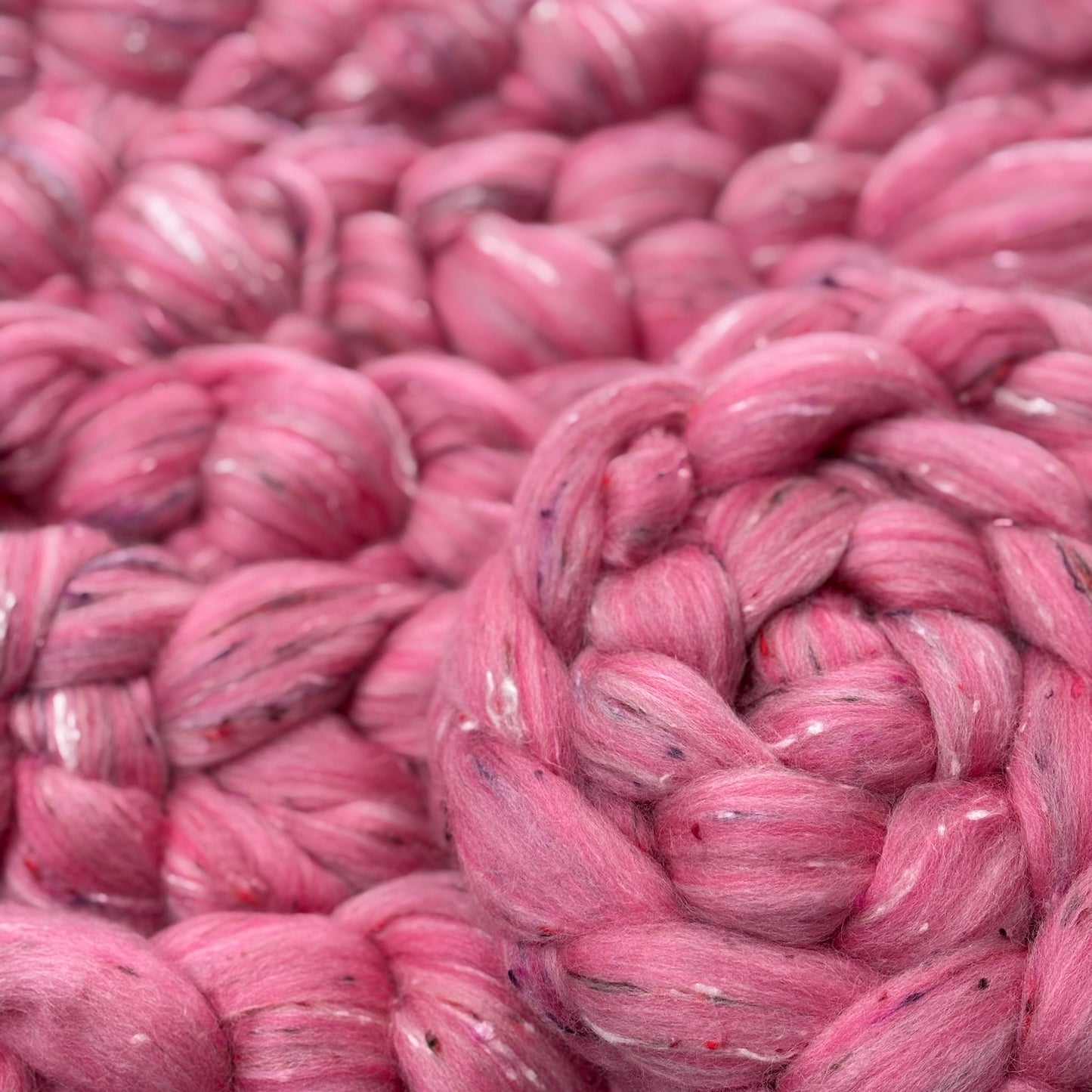 Indulgent Eton Mess - Pink Polwarth Wool & Viscose Blend - Wool Fiber for Spinning