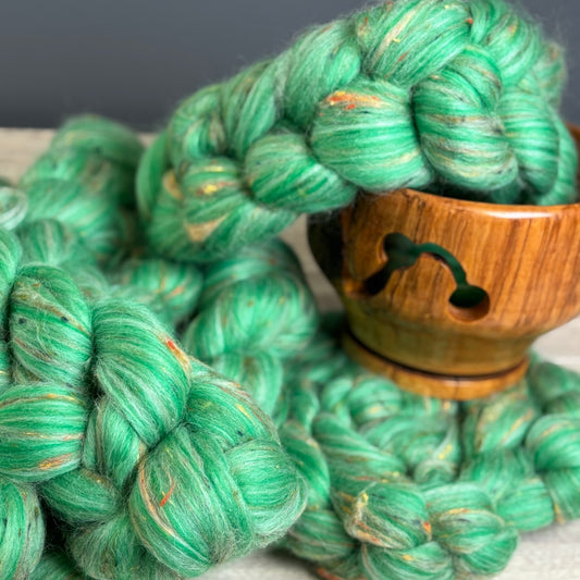 Indulgent Apple Pie - Polwarth Wool & Viscose Blend - Wool Fiber for Spinning