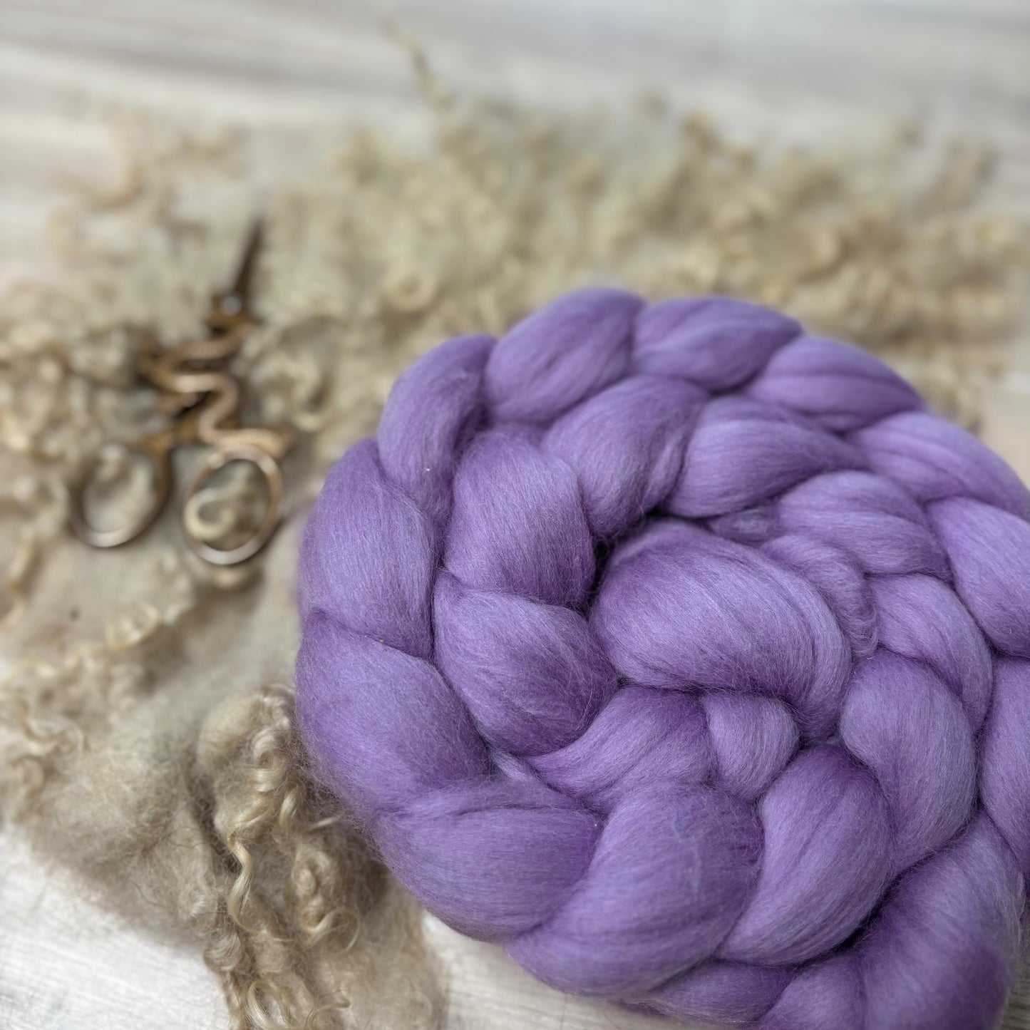 Lavender Superfine Merino Wool - spinning fiber for beginners