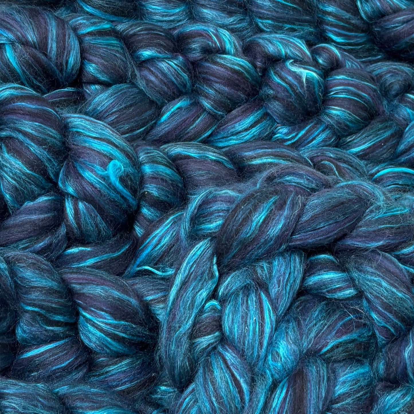 The Luminous Lagoon - Merino Wool & Mulberry Silk - Combed Top - Wool Roving - Fiber for Spinning