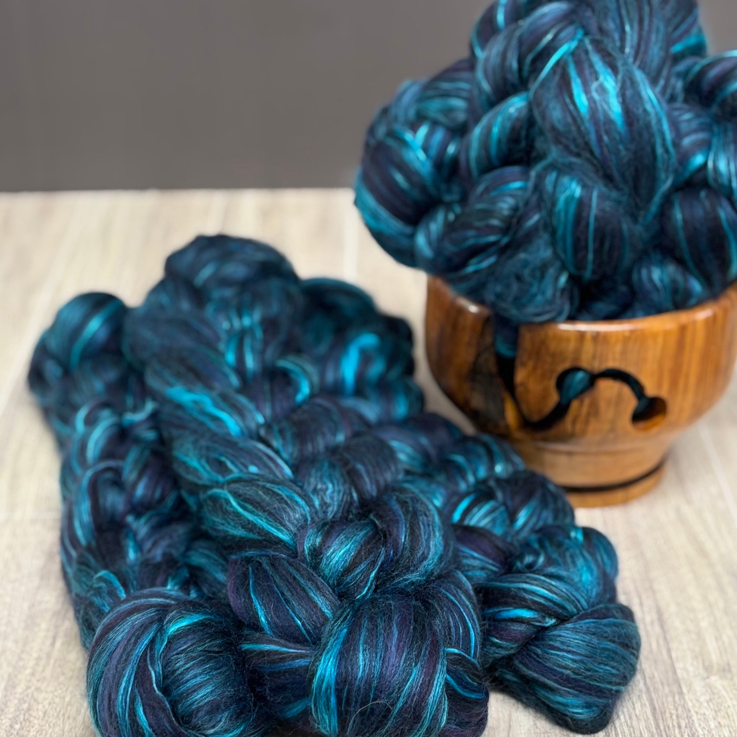 The Luminous Lagoon - Merino Wool & Mulberry Silk - Combed Top - Wool Roving - Fiber for Spinning