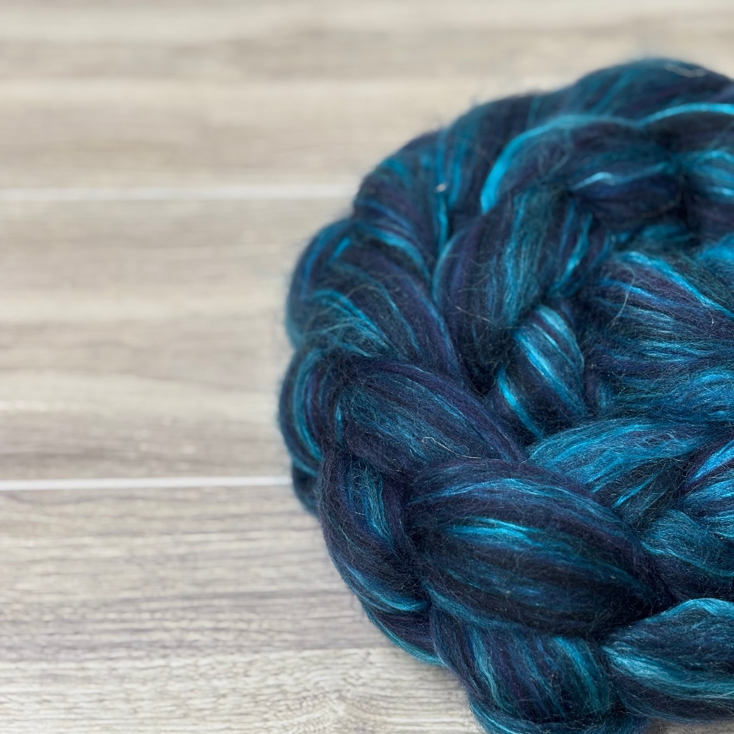 The Luminous Lagoon - Merino Wool & Mulberry Silk - Combed Top - Wool Roving - Fiber for Spinning
