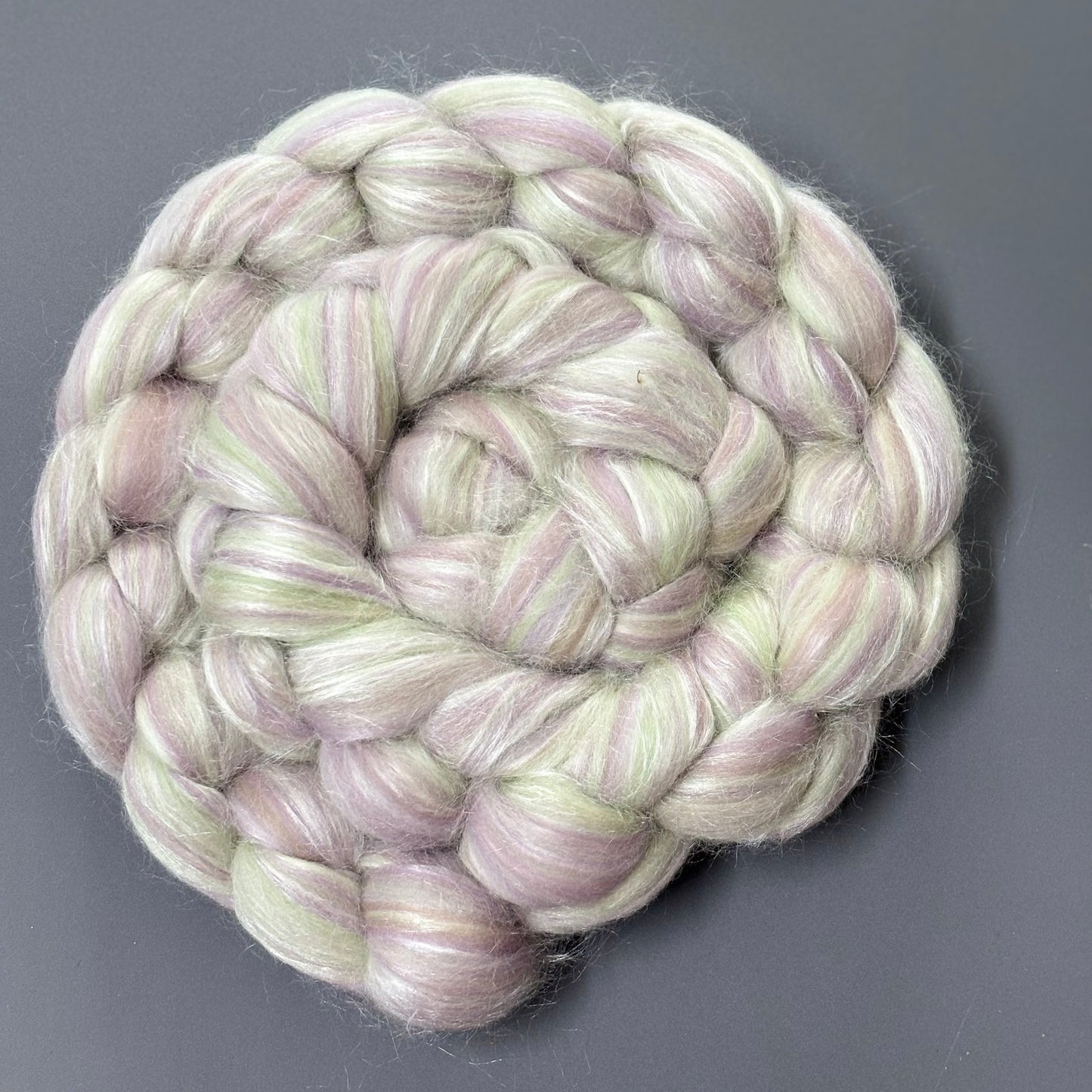 Lyra merino Wool & Tussah Silk - Sage, Grey & Cream - Combed Top - Wool Roving for Spinning wool or felting