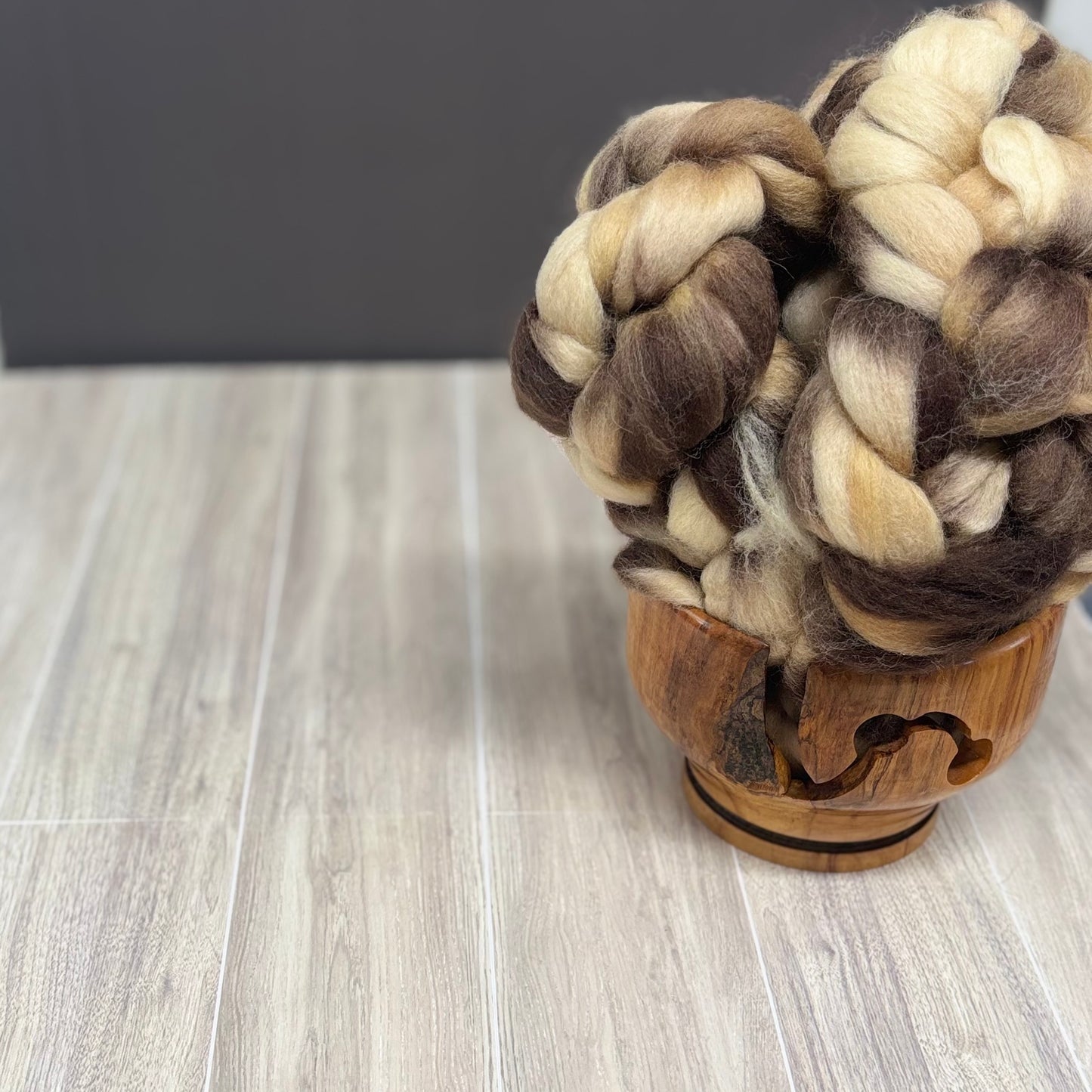 Mars Wool Top- Brown, Cream & Tan - Combed Top - Wool Roving for Spinning wool or felting