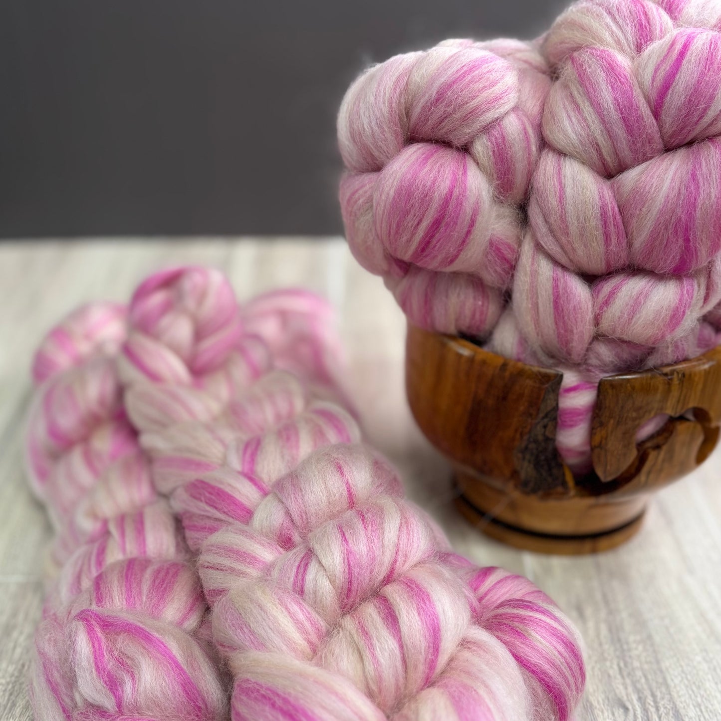 Pressed Pink - Merino Wool, Shetland Wool & Bio-Nylon Blend - Combed Top - Roving -Spinning Wool