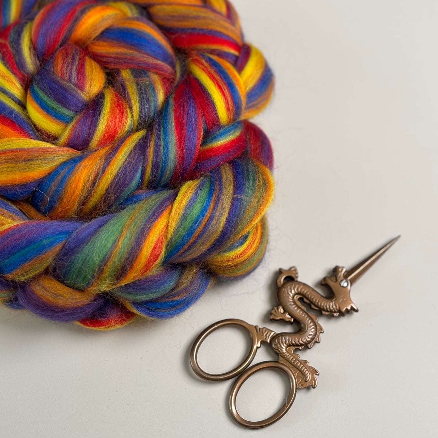 Rainbow - Multicolor Merino Wool Combed Top - Roving- Spinning Fiber for Spinning Wheel