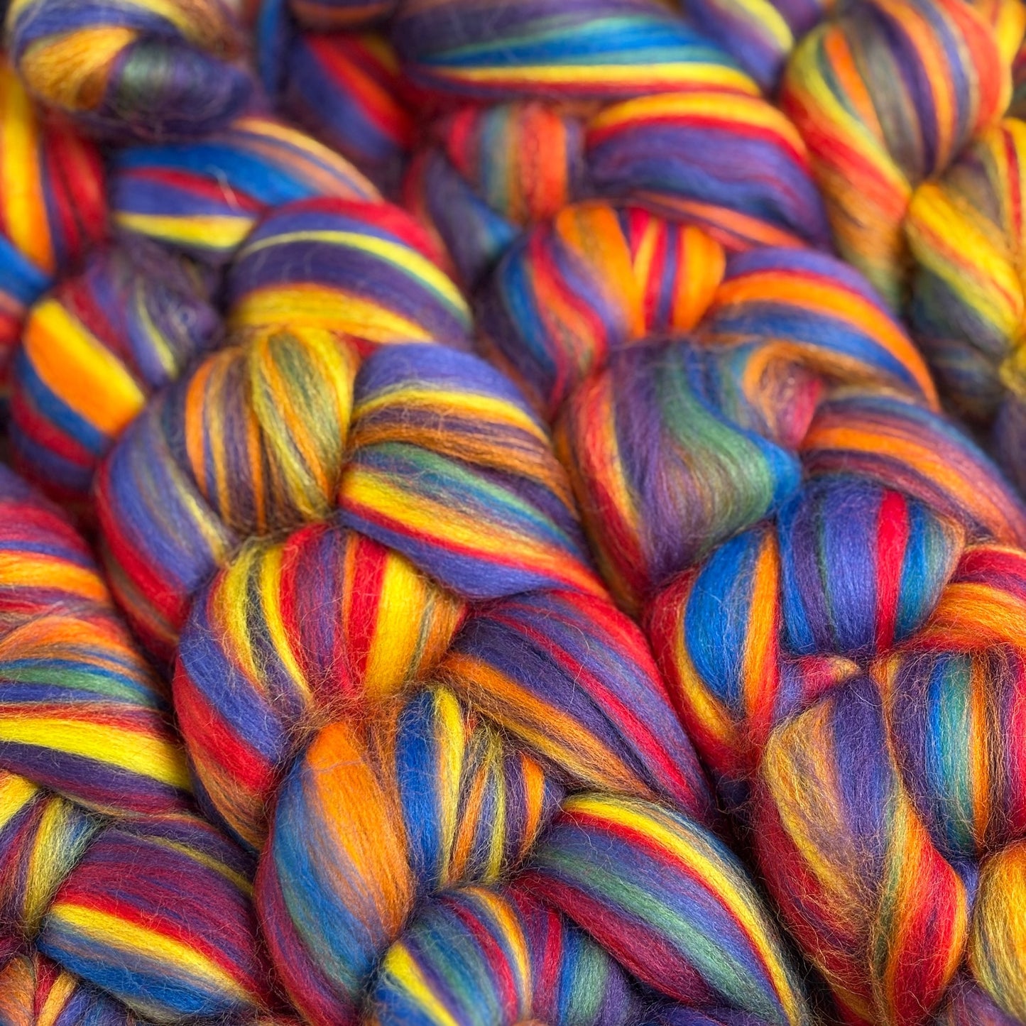 Rainbow - Multicolor Merino Wool Combed Top - Roving- Spinning Fiber for Spinning Wheel