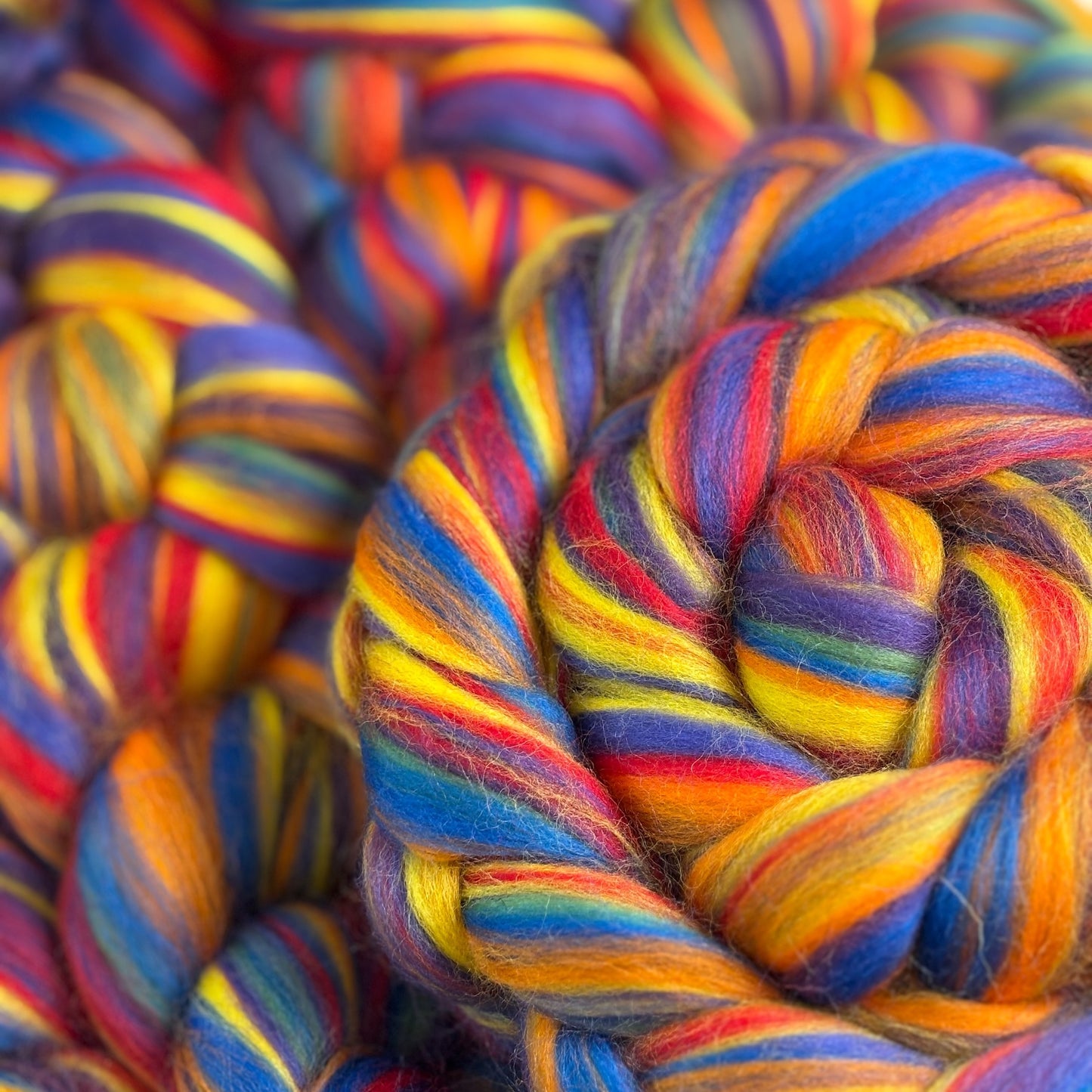 Rainbow - Multicolor Merino Wool Combed Top - Roving- Spinning Fiber for Spinning Wheel