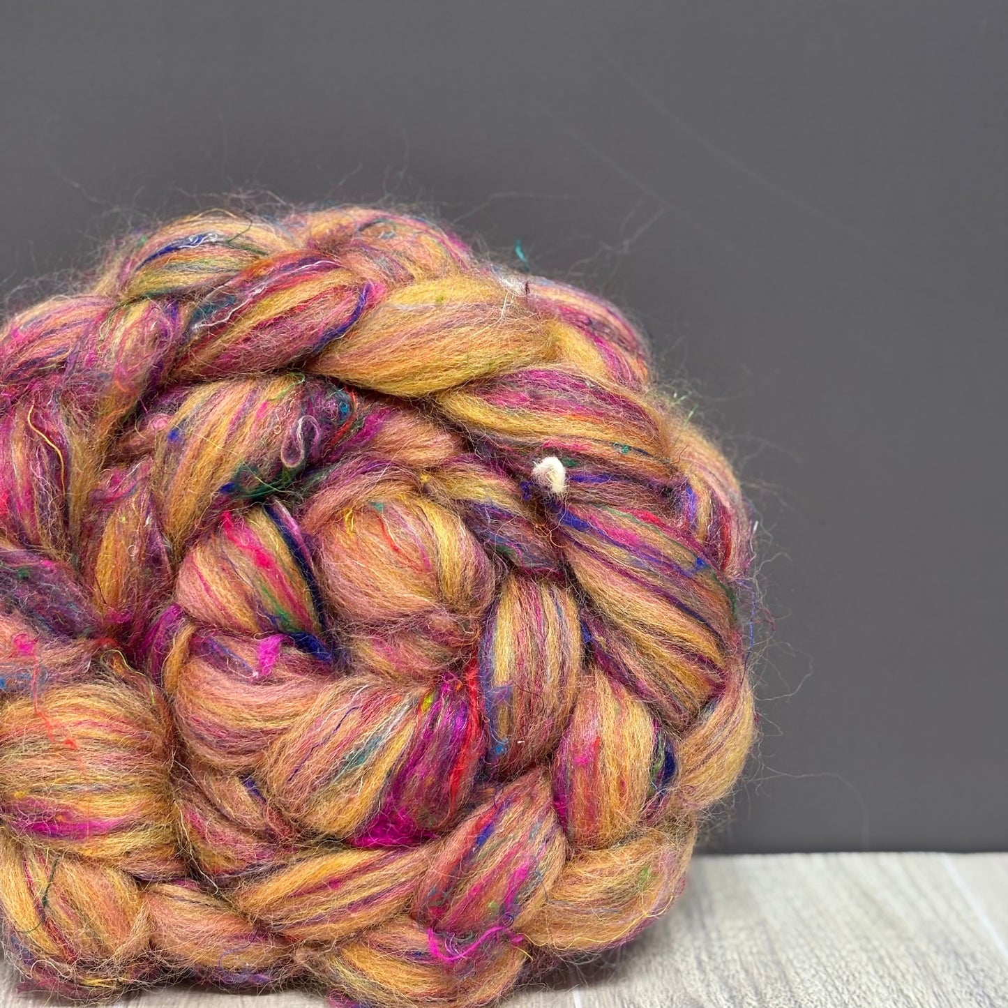 Retro - Recycled Wool & Sari Silk fiber for spinning