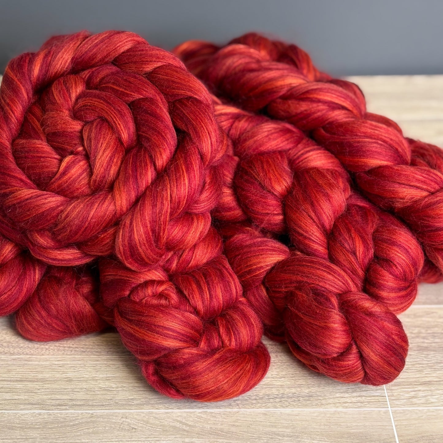 Rosewood Red - Merino, Shetland Wool & Bio-Nylon Wool Blend - Wool Fiber for Spinning