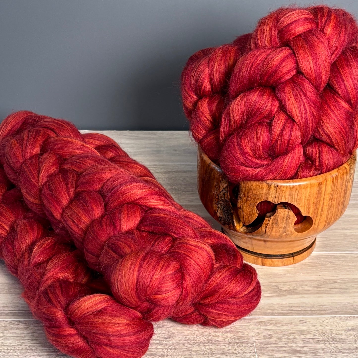 Rosewood Red - Merino, Shetland Wool & Bio-Nylon Wool Blend - Wool Fiber for Spinning