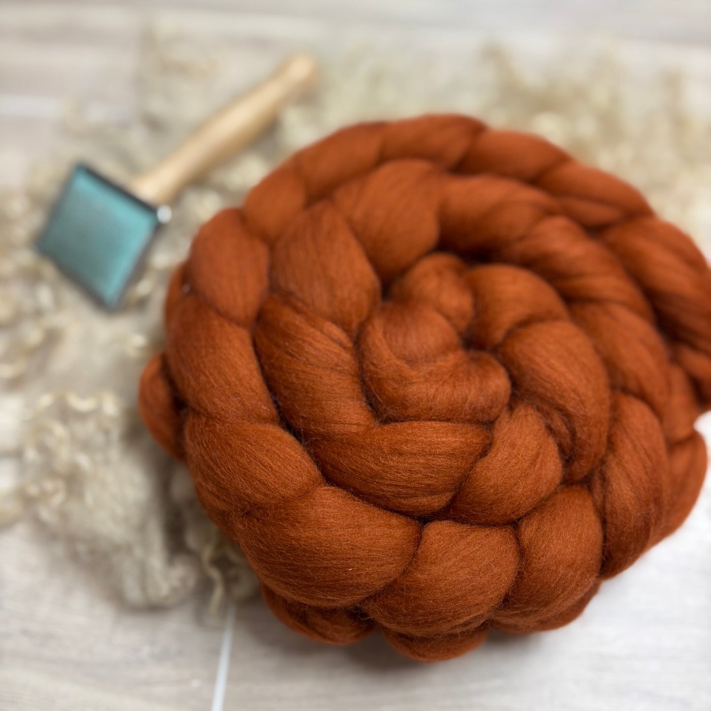 Rust Superfine Merino Wool - spinning fiber for beginners
