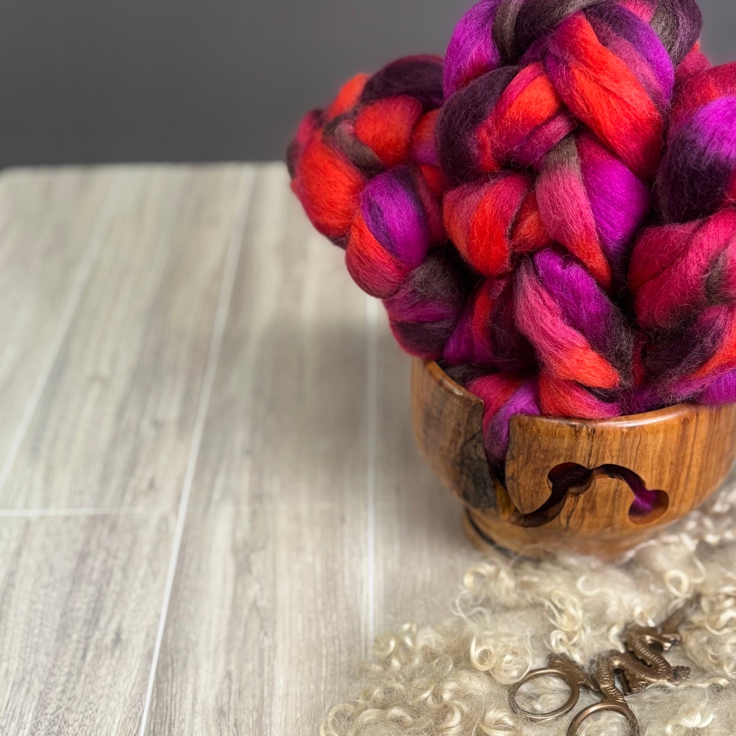 Saturn Wool Top - Pink, Brown, Orange - Combed Top - Wool Roving for Spinning wool or felting