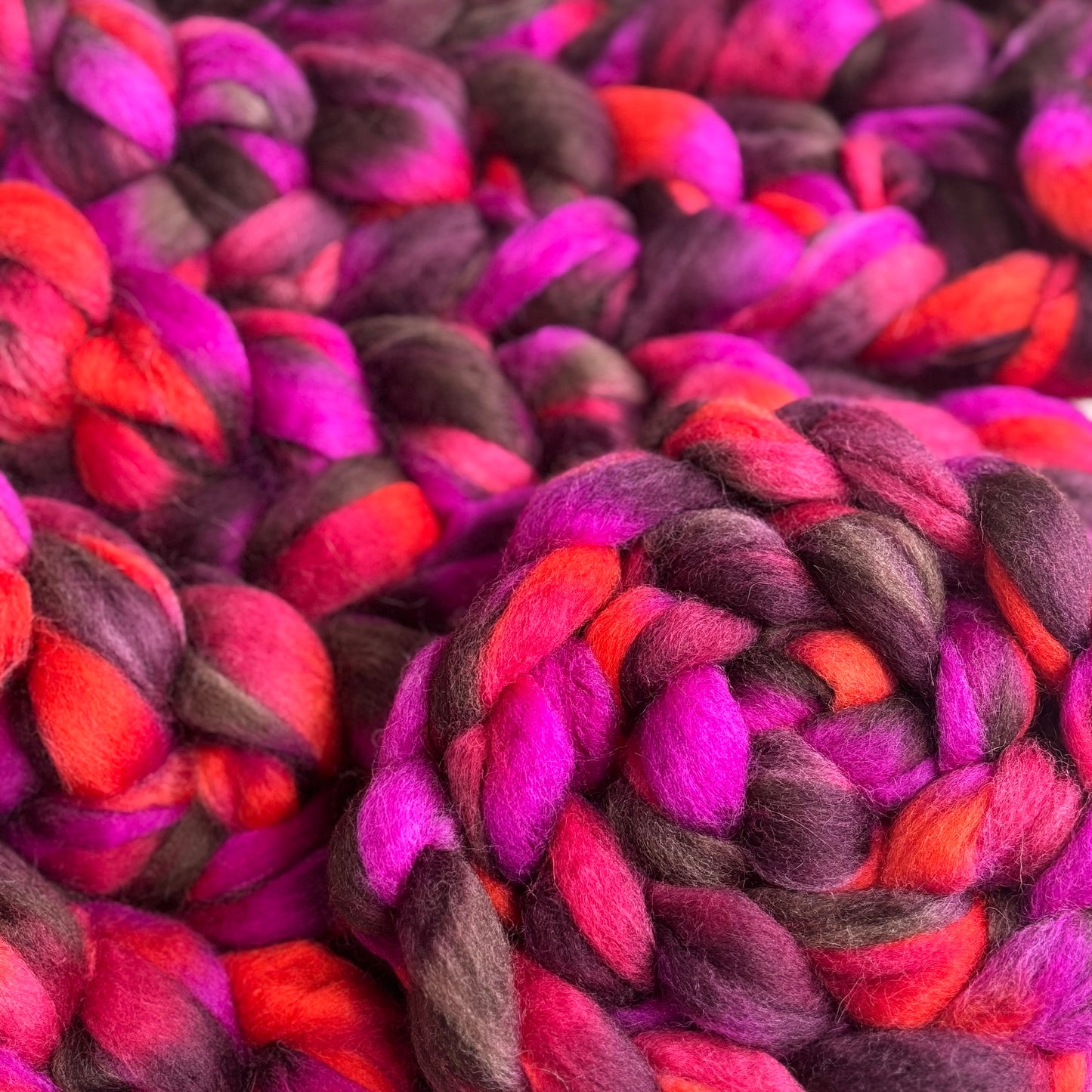 Saturn Wool Top - Pink, Brown, Orange - Combed Top - Wool Roving for Spinning wool or felting