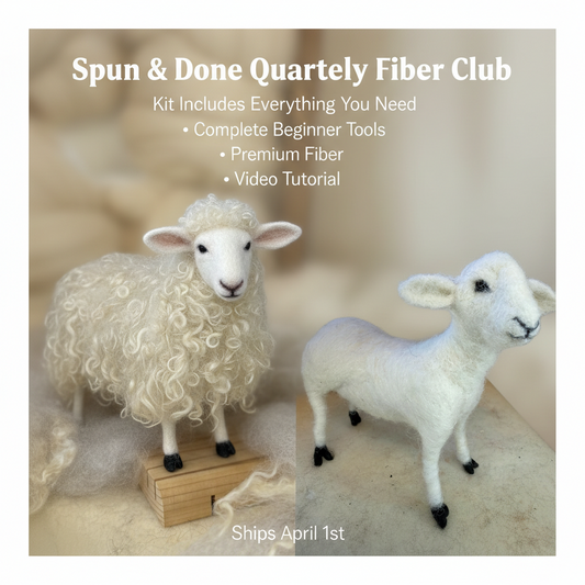 Spun & Done Quarterly Fiber Club - Learn Needle Felting with Adorable Sheep Kit
