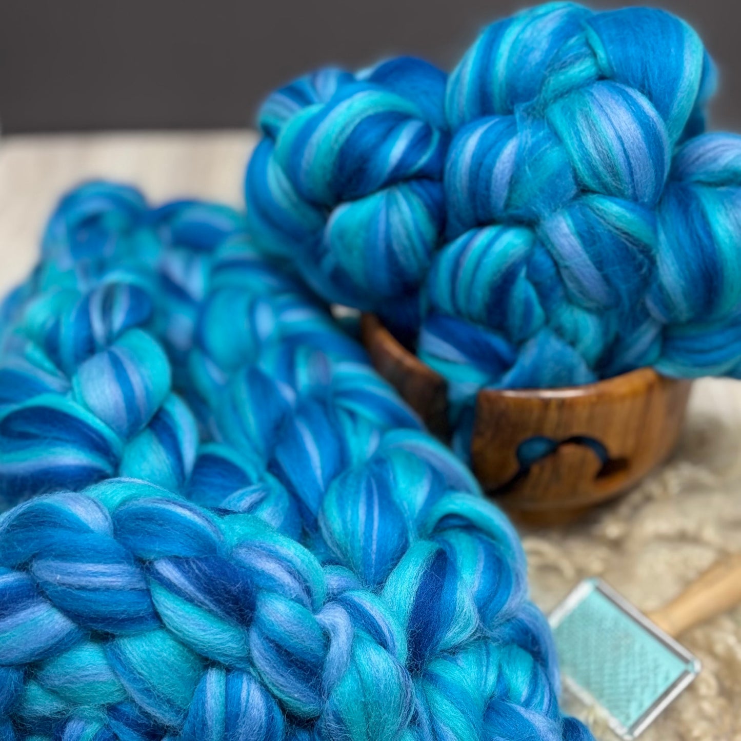Tranquil - Blue Merino Wool - spinning fiber for beginners