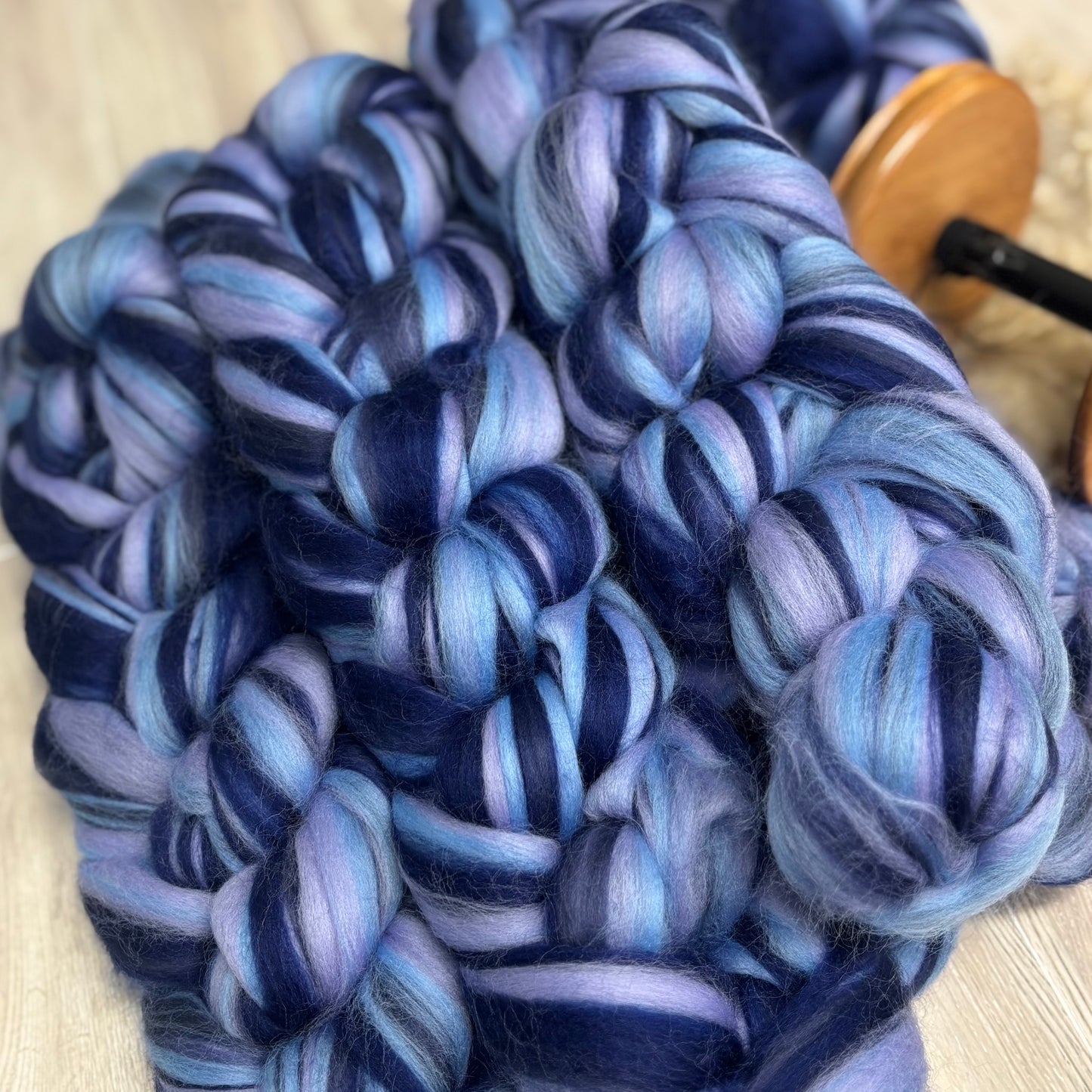Typhoon - Blue Merino Wool Blend - spinning fiber for beginners